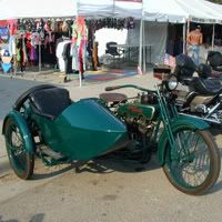 Antique Harley with sidecar