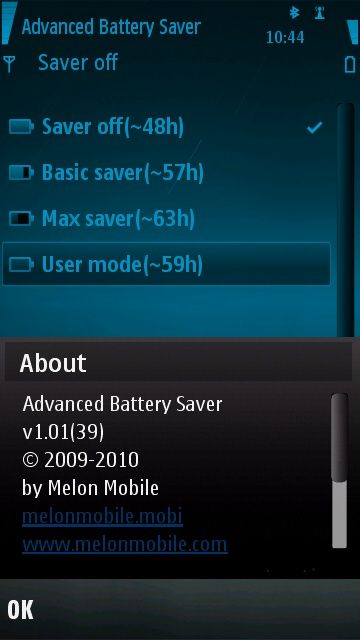 Melon Mobile Advanced Battery Saver v1.01.46 S60v3 S60v5 S^3 SymbianOS9.x Signed