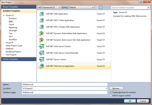 Classic Web Service in Visual Studio 2010