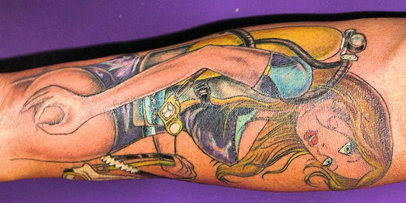 Professional Scuba Girl Tattoo [best sexy tattoo design for arm today]