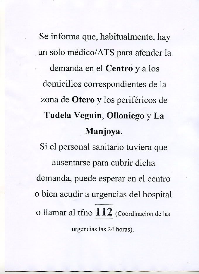 Aviso Urgencias Otero (Oviedo)