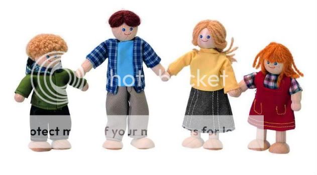 Plan Toys 4 Pc White Dollhouse DOLL FAMILY 7415 Wooden Flexible People 