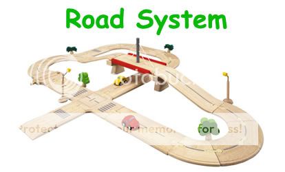 Plan Toys ECO TOWN Road & Rail Pretend Play Set with Mat Plan City 