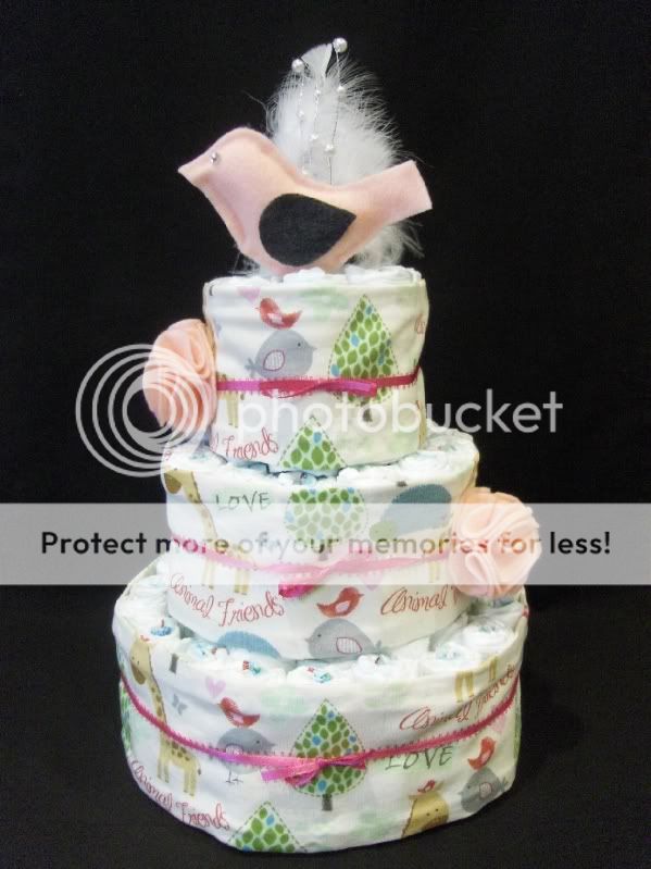 Eco Friendly Modern bird 3 tier Diaper Cake baby shower unique gifts 